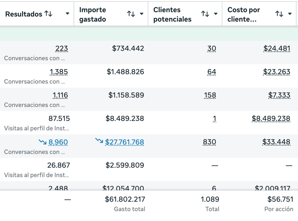 Resultado de campañas Paid Media